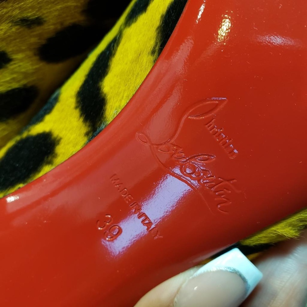 NEW Christian Louboutin Kate Genuine Calf Hair Leopard Pointed Toe Pump size 39 - Picture 11 of 12